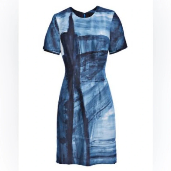 Carolina Herrera Dresses & Skirts - Carolina Herrera Blue Brush Stroke Abstract Sheath Dress MSRP $2,290 Size 8